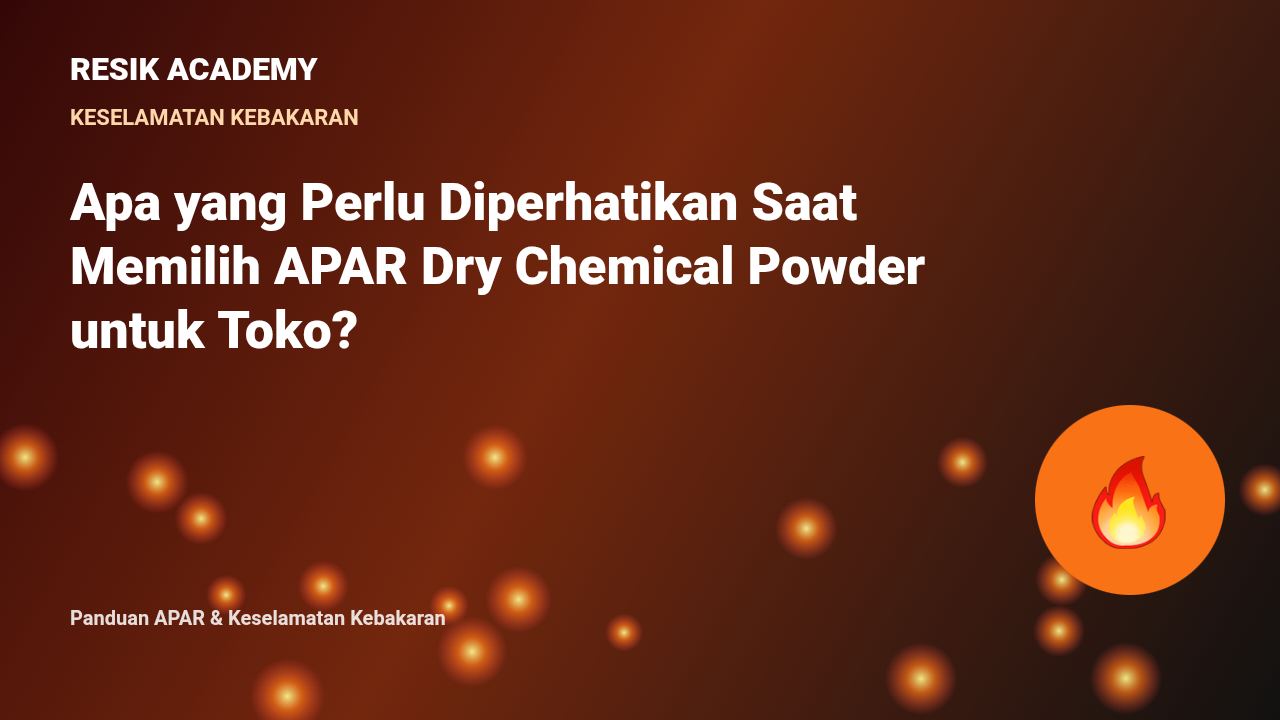 Apa yang Perlu Diperhatikan Saat Memilih APAR Dry Chemical Powder untuk Toko?